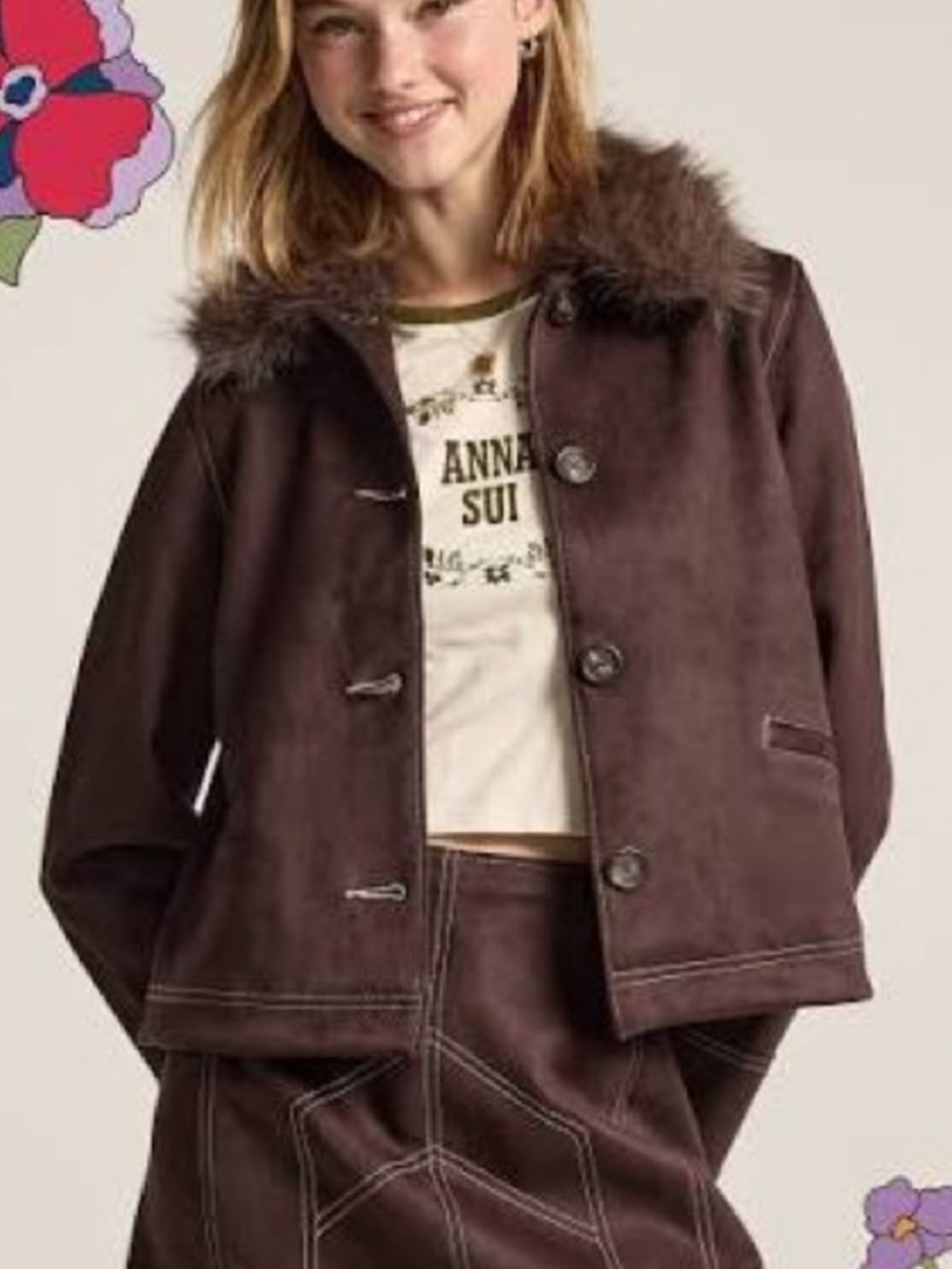 Old Navy x Anna Sui Vegan
Suede Boxy Jacket Size S NWOT